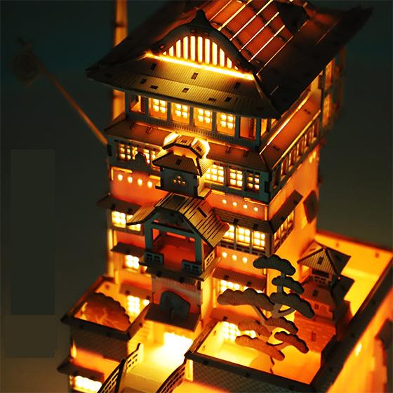 Studio Ghibli Spirited Away Aburaya 3D Puzzle Bathhouse ki-gu-mi LED Light Wood