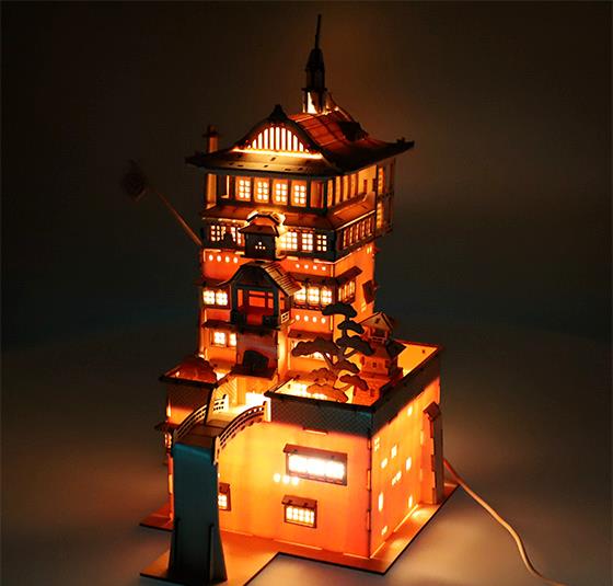 Studio Ghibli Spirited Away Aburaya 3D Puzzle Bathhouse ki-gu-mi LED Light Wood