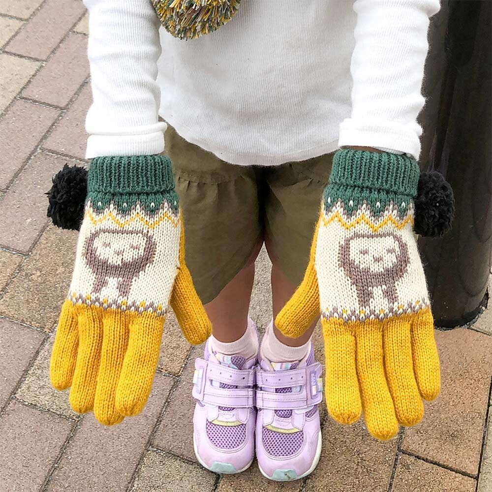 Studio Ghibli My Neighbor Totoro Knit Glove Kids 7.4in Fleece Beige Green Winter