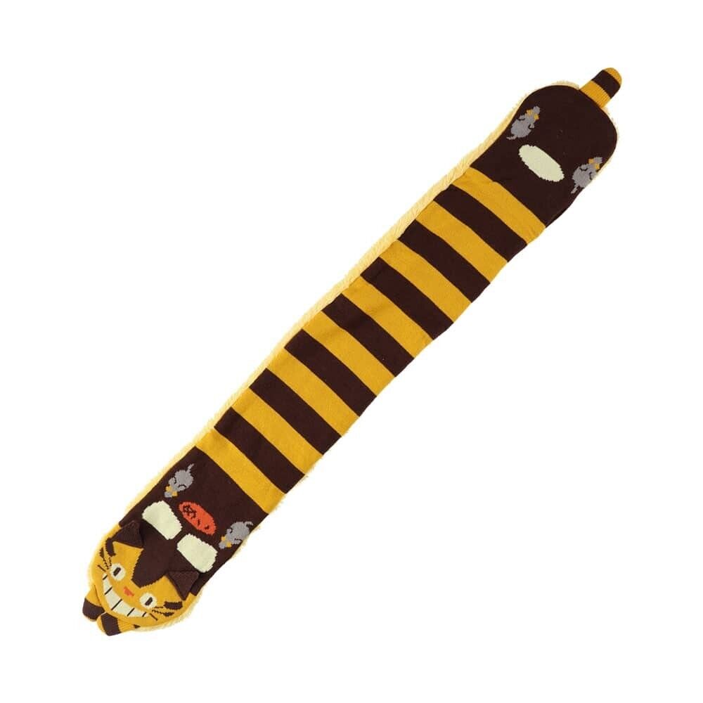 Ghibli My Neighbor Totoro Knit Scarf Kids 39in Cat Bus Boa Brown Yellow Border