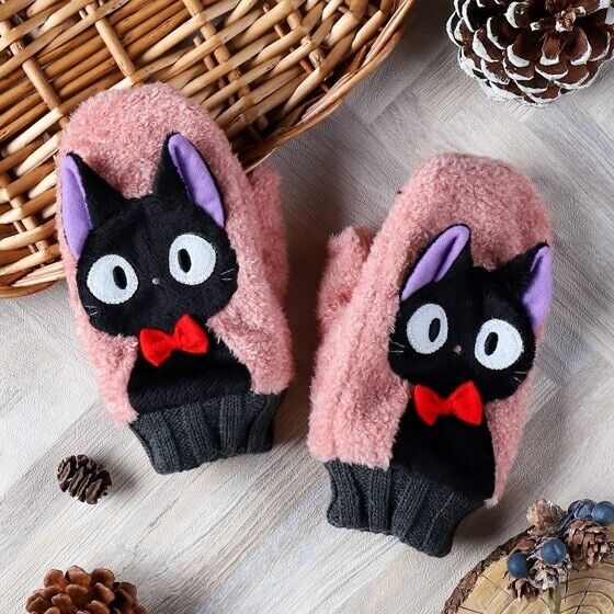 Studio Ghibli Kiki's Delivery Service Knit Mitten Kids Jiji Cat 6.9in Soft Pink