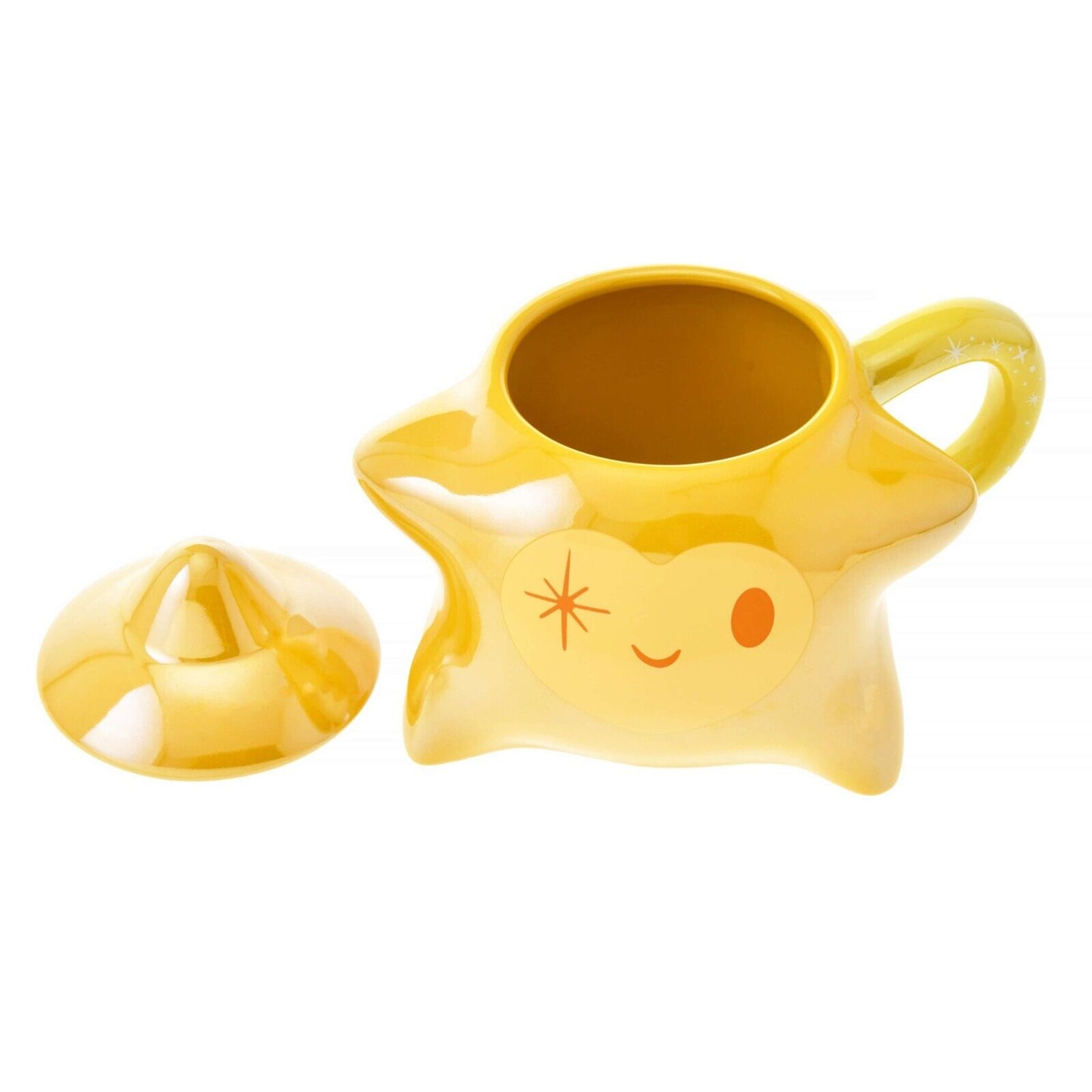 Disney Store Japan Wish 3D Movie Star Mug Cup Lid Ceramic Yellow Drink Tableware