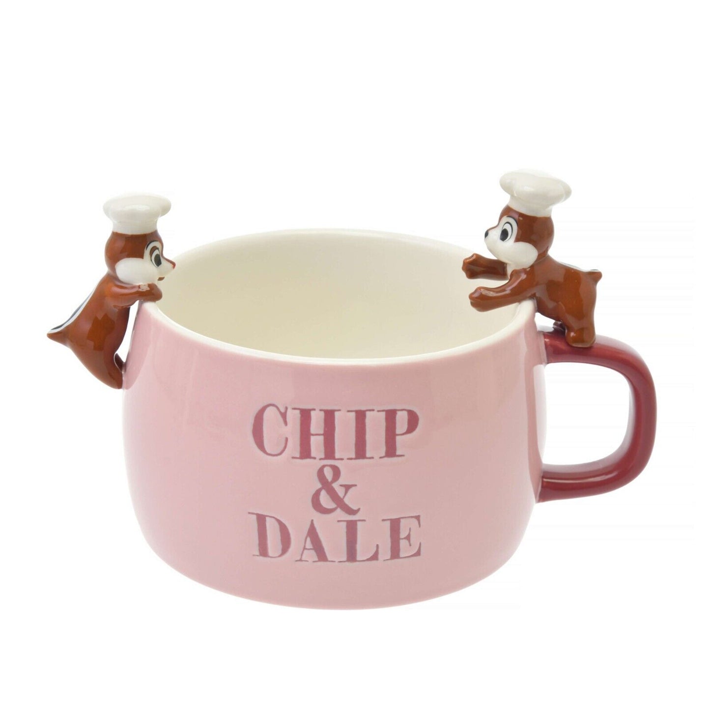 Disney Store Japan Chip and Dale Soup Mug Cup Spoon Set Pink Ceramic Drinkware