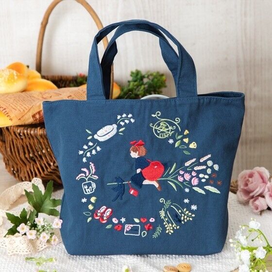 Kiki's Delivery Service Flower Wreath Embroidery Series Lunch Tote Bag Donguri